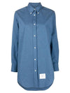 Women's Button Down Shirt Short Dress Blue - THOM BROWNE - BALAAN 2