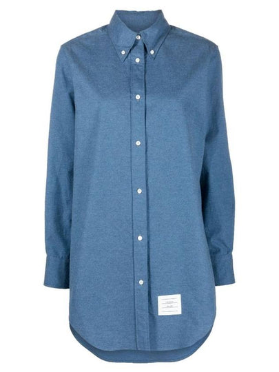 Women's Button Down Shirt Short Dress Blue - THOM BROWNE - BALAAN 2