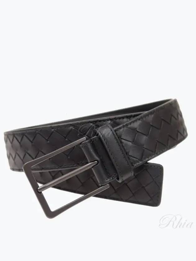 Intrecciato Leather Belt Black - BOTTEGA VENETA - BALAAN 2