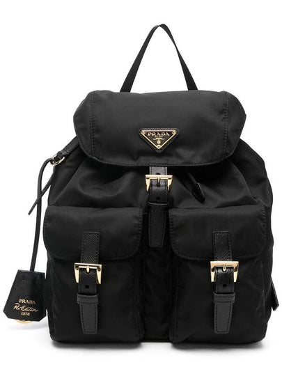 Triangle Logo Re Nylon Small Backpack Black - PRADA - BALAAN 2