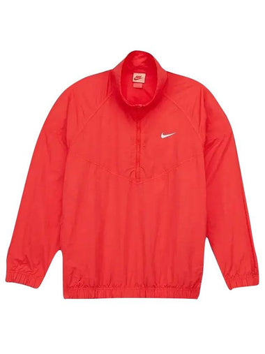 Men's Logo Half Zip Up Nylon Windbreaker Red - NIKE - BALAAN 1