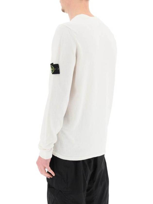 Raw Hand Cotton Crewneck Knit Top White - STONE ISLAND - BALAAN 4