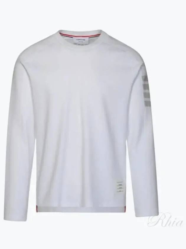 4-Bar Striped Cotton Long Sleeve T-Shirt White - THOM BROWNE - BALAAN 2