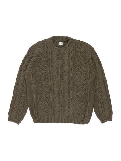 Lambswool Crewneck Logo Knit Top Brown - CP COMPANY - BALAAN 2