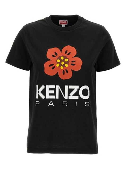 Women's Boke Flower Loose Fit Short Sleeve T-Shirt Black - KENZO - BALAAN 1
