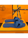 Women's Oran Sandals Calfskin Blue Navy - HERMES - BALAAN 1