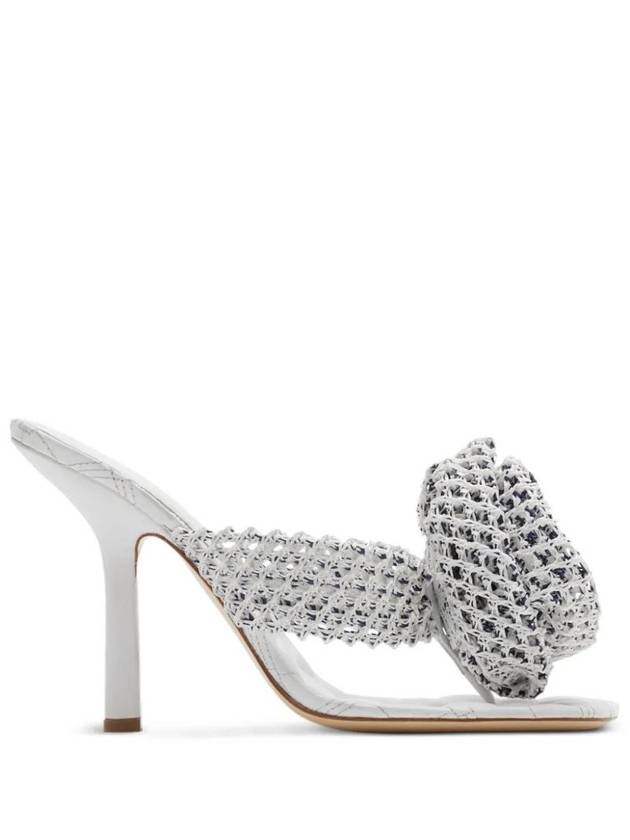 Crochet Rose Sandal Heels Optic White - BURBERRY - BALAAN 1