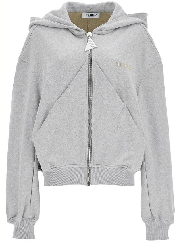 gray/beige melange loose hoodie with zip - THE ATTICO - BALAAN 1