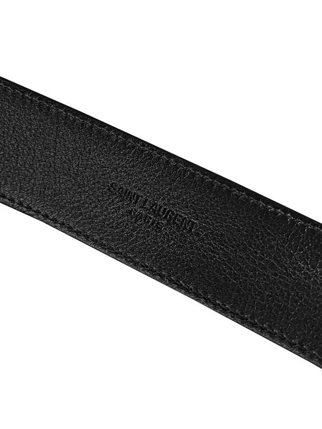 Men's Monogram Grain Leather Belt Gold - SAINT LAURENT - BALAAN.