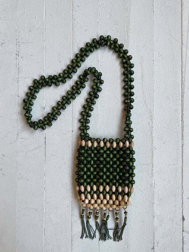 Wooden Beads Mini Bag GREEN - RUBATI - BALAAN 4