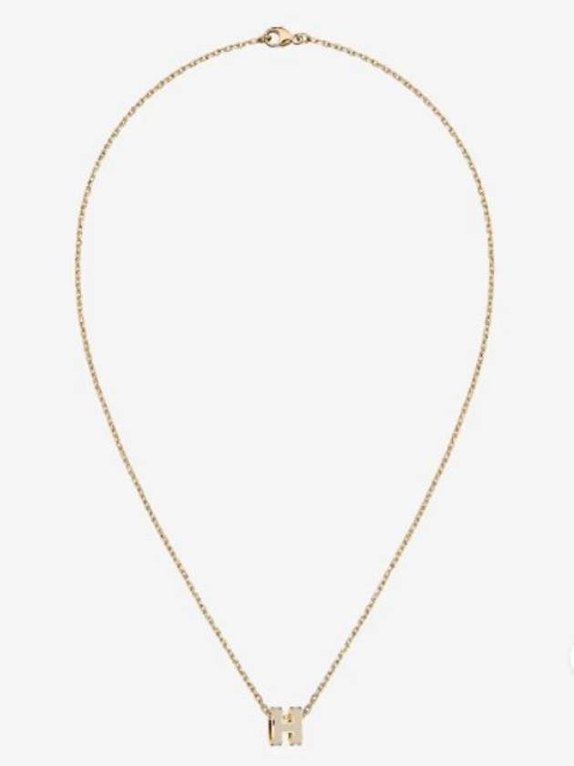 Mini Pop H Pendant Necklace Gold Marron Glace - HERMES - BALAAN 2