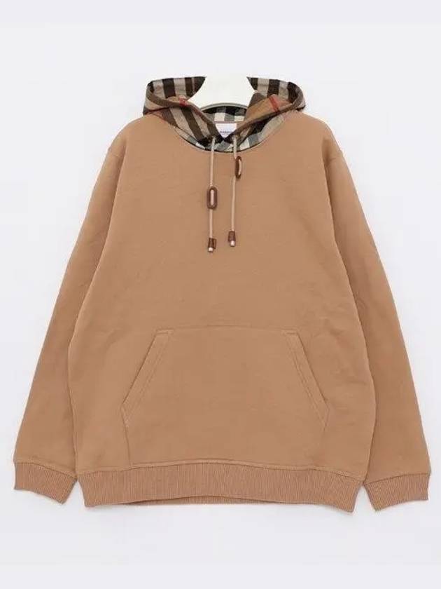 Check Cotton Blend Hoodie Camel Beige - BURBERRY - BALAAN 2