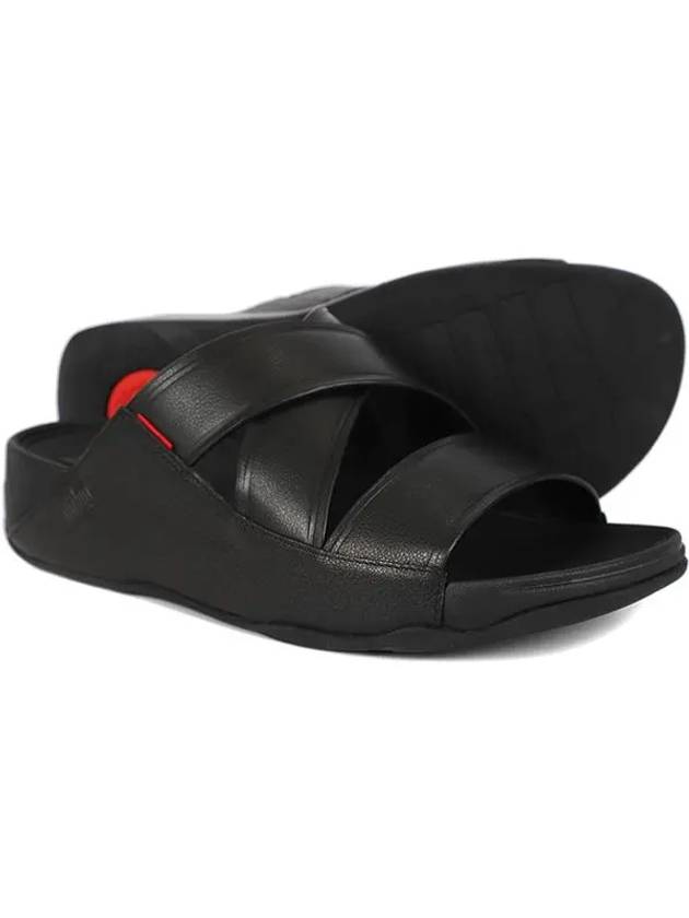 Peep Toe Cross Strap Comfort Slippers Black - FITFLOP - BALAAN 3