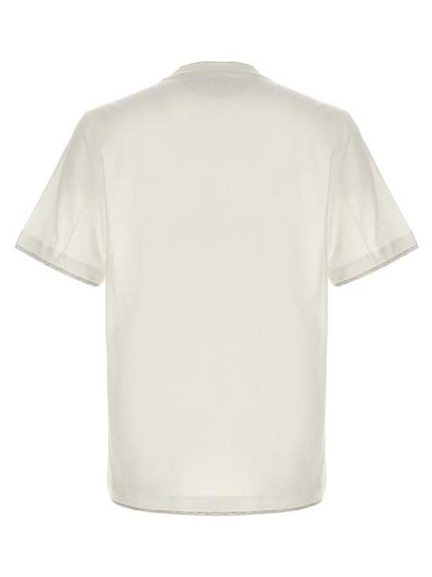 Cotton Short Sleeve T-Shirt Ivory - BRUNELLO CUCINELLI - BALAAN 3