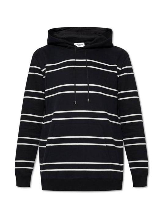 Stripe Hoodie Black - SAINT LAURENT - BALAAN 2