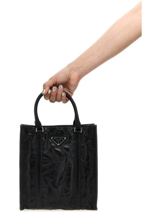 Antique Nappa Leather Mini Tote Bag Black - PRADA - BALAAN 4