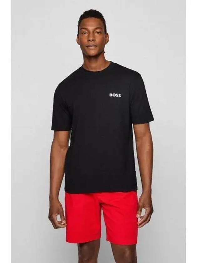 Official Rubber Logo Relaxed Fit Cotton T Shirt 50473056 001 Black 271004 - BOSS - BALAAN 1