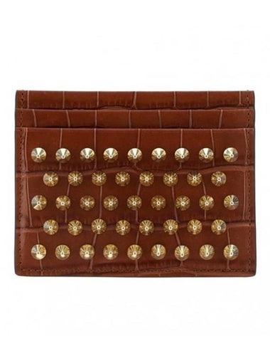 Chios Spike Card Wallet Whiskey Gold - CHRISTIAN LOUBOUTIN - BALAAN 1