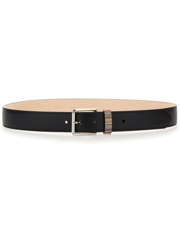 Signature Striped Leather Belt Black - PAUL SMITH - BALAAN 3