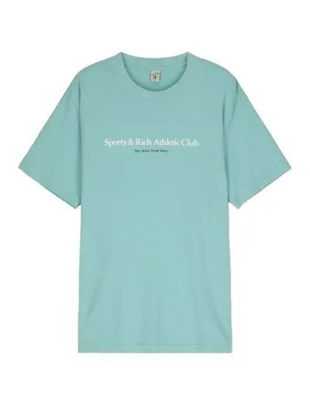 Athletic Club Short Sleeve T Shirt Aqua White Tee - SPORTY & RICH - BALAAN 1