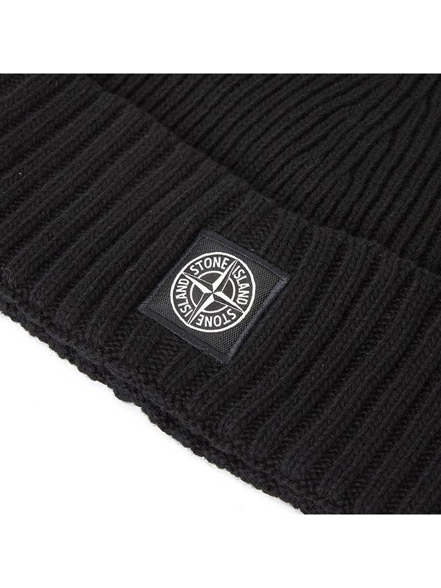 Kids Logo Wool Cashmere Beanie Black - STONE ISLAND - BALAAN 5