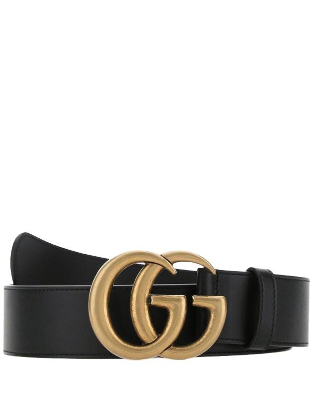 Golden GG Marmont Buckle Leather Belt Black - GUCCI - BALAAN 1