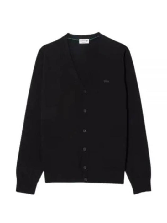 Vneck Wool Cardigan Black - LACOSTE - BALAAN 2