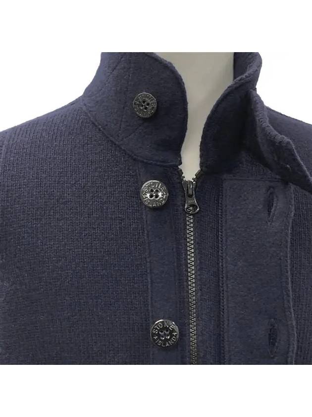 Wappen High Neck Button Up Wool Cardigan Navy - STONE ISLAND - BALAAN 6