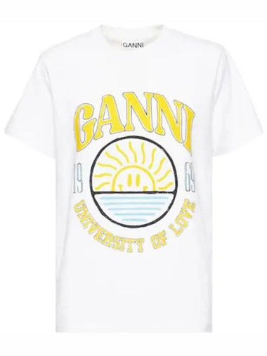 University City Off Love Organic Cotton Jersey Short Sleeve TShirt - GANNI - BALAAN 1