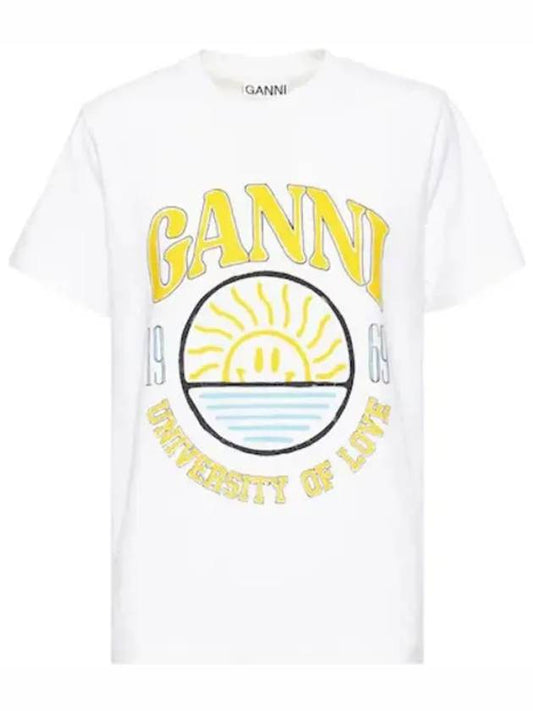 University City Off Love Organic Cotton Jersey Short Sleeve TShirt - GANNI - BALAAN 1