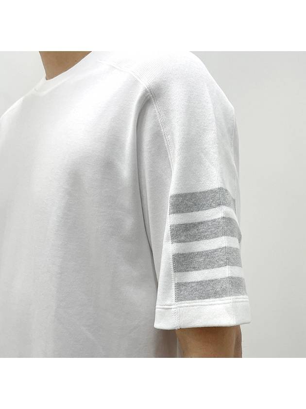 4-Bar Striped Cotton Short Sleeve T-Shirt White - THOM BROWNE - BALAAN 6