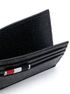 Pebble Grain Leather Stripe Note Compartment Card Wallet Black - THOM BROWNE - BALAAN 4