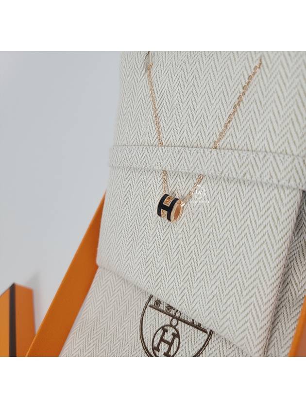 Mini Pop H Pendant Rose Gold & Noir - HERMES - BALAAN 6