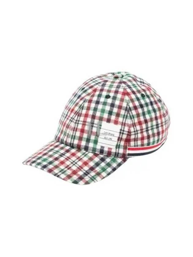 Logo Patch Stripe Check Wool Ball Cap - THOM BROWNE - BALAAN 2