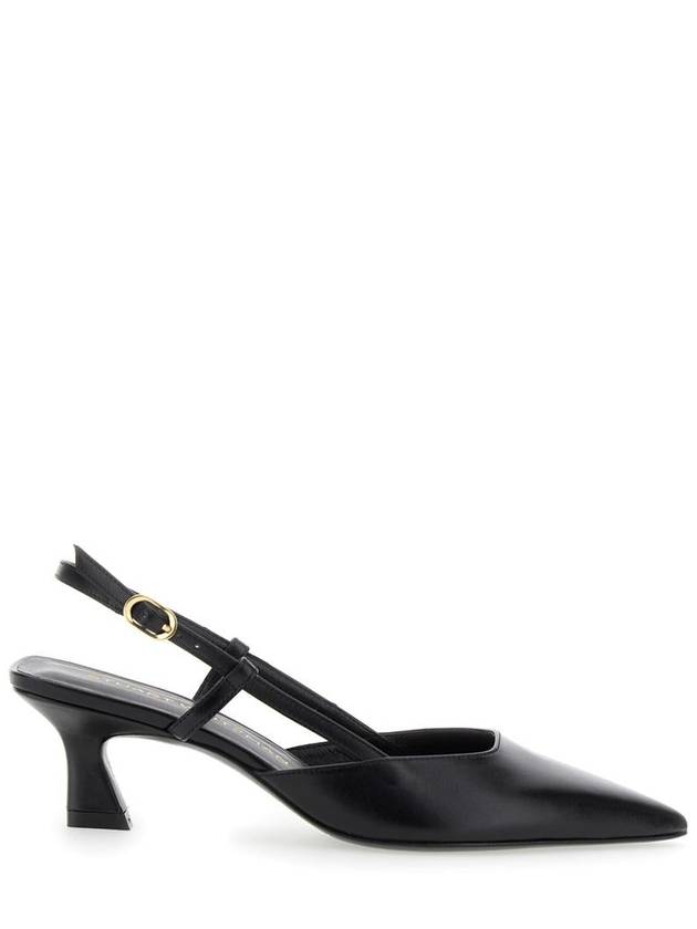 'Winnie' Black Slingback Pumps Wirh Medium Heel In Leather Woman - STUART WEITZMAN - BALAAN 1