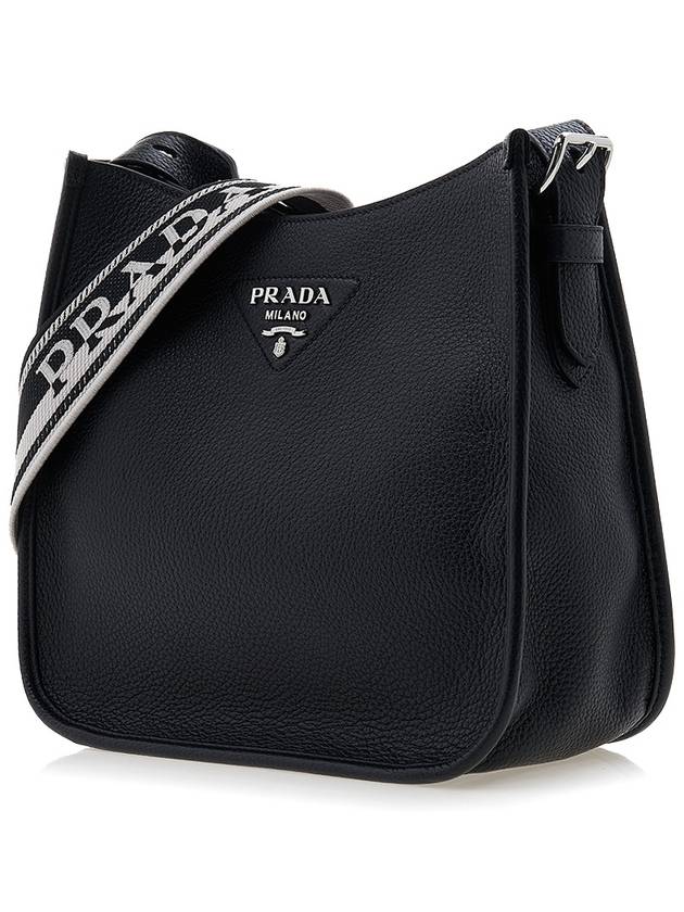 Leather Hobo Crossbody Bag Black - PRADA - BALAAN 3