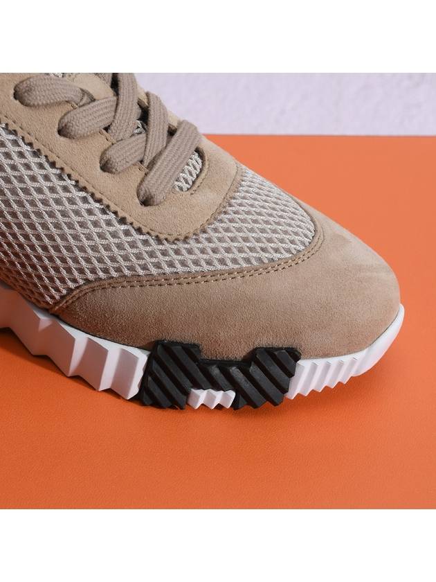 Bouncing Sneakers Graphic Mesh Suede Goatskin Beige Ahzil - HERMES - BALAAN 5