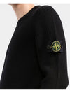 Wappen Patch Crew Neck Ribbed Wool Knit Top Black - STONE ISLAND - BALAAN 5