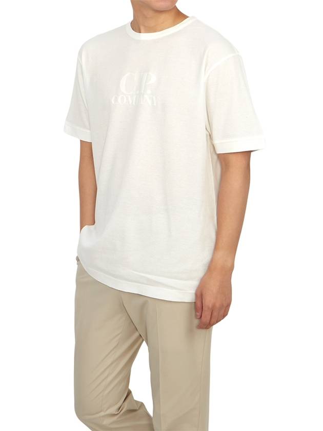 Piquet Waffle Logo Short Sleeve T-Shirt White - CP COMPANY - BALAAN 5