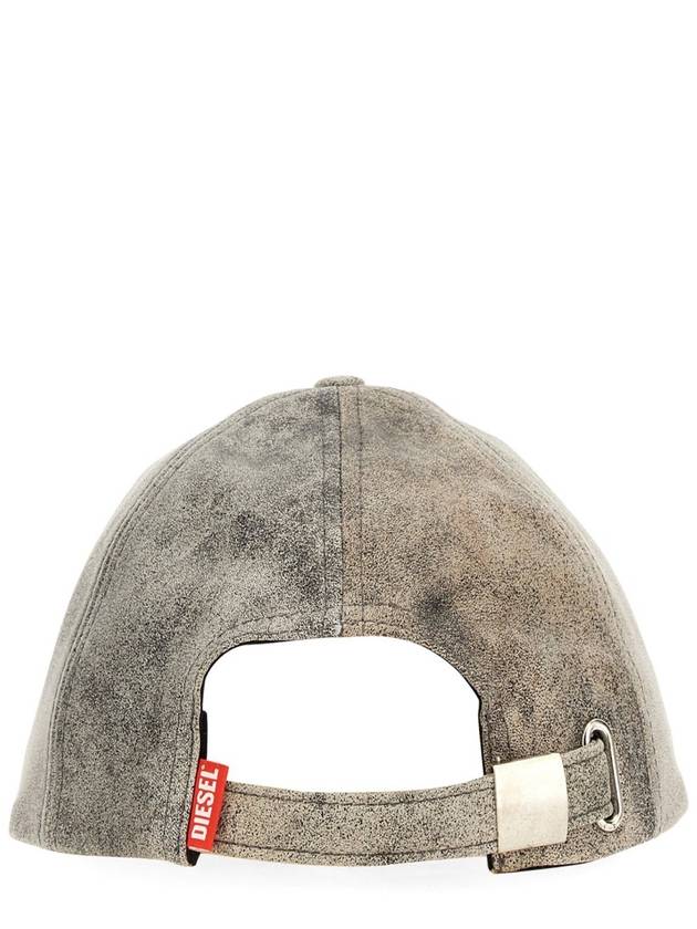 C-Olav Stripes Leather Baseball Ball Cap Grey - DIESEL - BALAAN 3