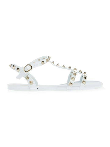 Rockstud Strap Sandals White - VALENTINO - BALAAN.