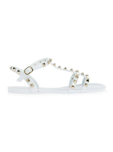 Rockstud Strap Sandals White - VALENTINO - BALAAN 1