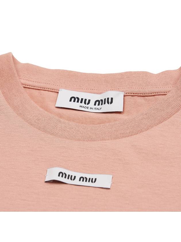 Logo Patch Crop Short Sleeve T-Shirt Pink - MIU MIU - BALAAN 5