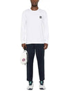 Chest Patch Long Sleeve T-Shirt White - STONE ISLAND - BALAAN 3