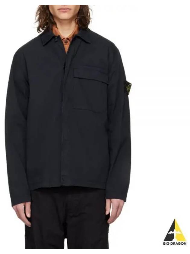 Supima Regular Fit Long Sleeve Shirt Navy - STONE ISLAND - BALAAN 2