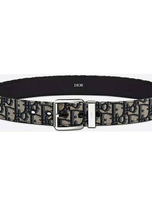 Logo Jacquard Leather Belt Black Beige - DIOR - BALAAN 4