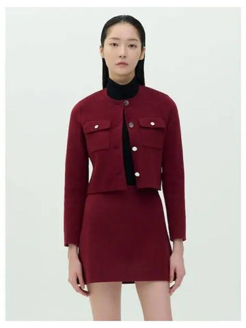 Women s Double Wool Cashmere Pocket Crop Jacket Cordovan Domestic Product GM0024090409335 - THEORY - BALAAN 1