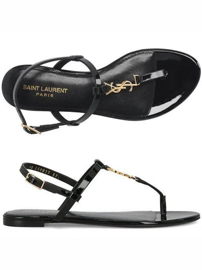 Women's Monogram Cassandra Sandals Black - SAINT LAURENT - BALAAN 2