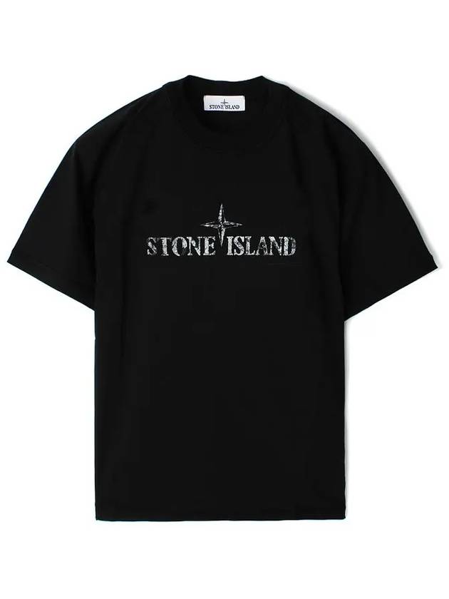 Logo Cotton Short Sleeve T-Shirt Black - STONE ISLAND - BALAAN 2