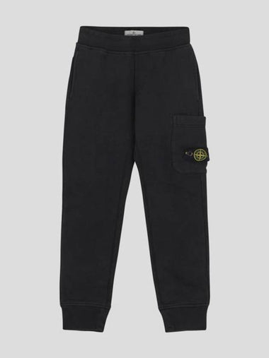 Kids Garment Dyed French Terry Track Pans Black - STONE ISLAND - BALAAN 1